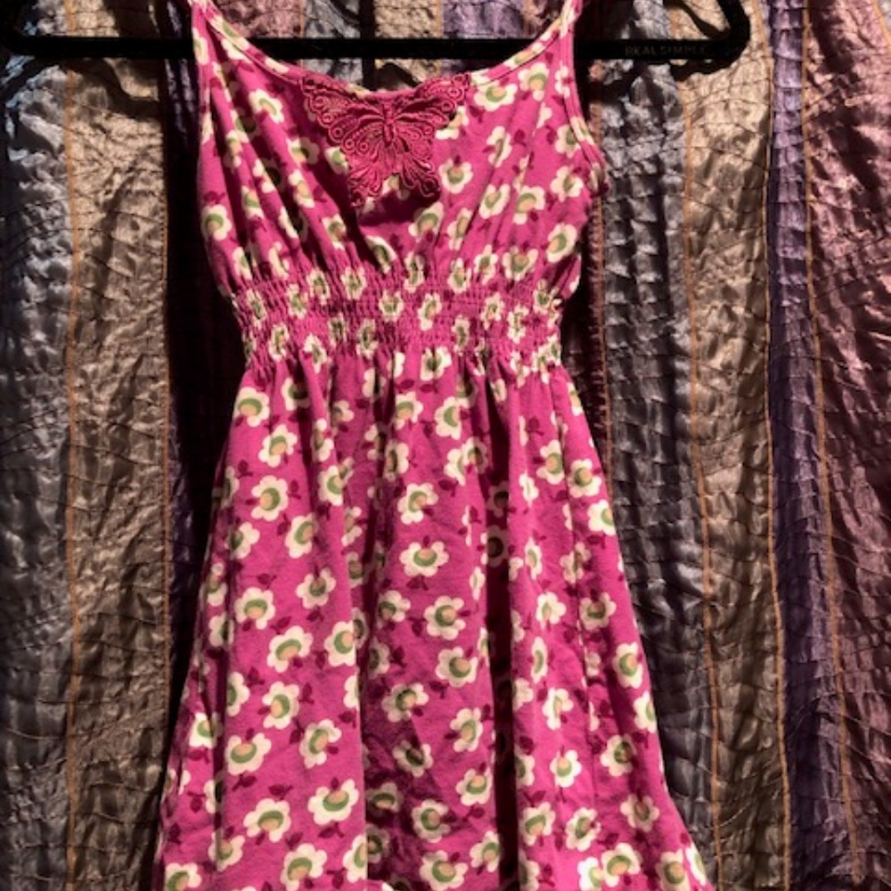 Floral Tank top with Embroidered Butterfly